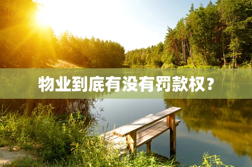 物业到底有没有罚款权？