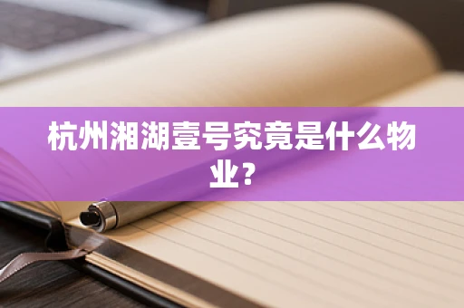 杭州湘湖壹号究竟是什么物业？