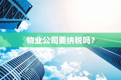 物业公司要纳税吗？