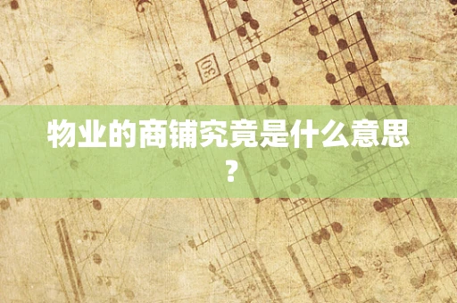 物业的商铺究竟是什么意思？