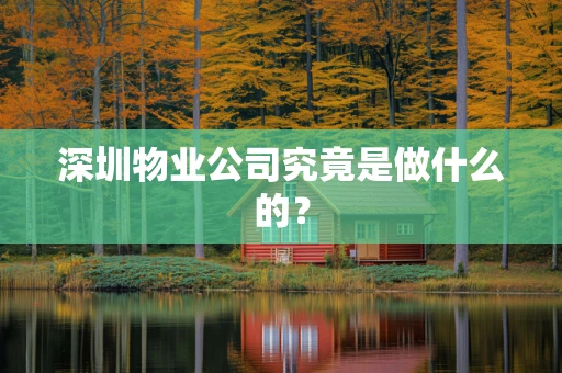 深圳物业公司究竟是做什么的？